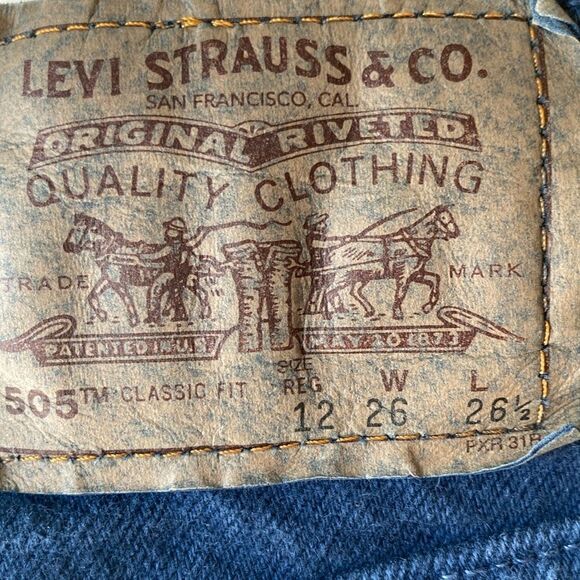 Vintage 505 Boys Orange Tab Levi’s Classic Fit Dark Wash Boys 12 Reg 70’s USA - Picture 4 of 12
